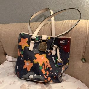 Dooney & Burke paint splash bucket purse